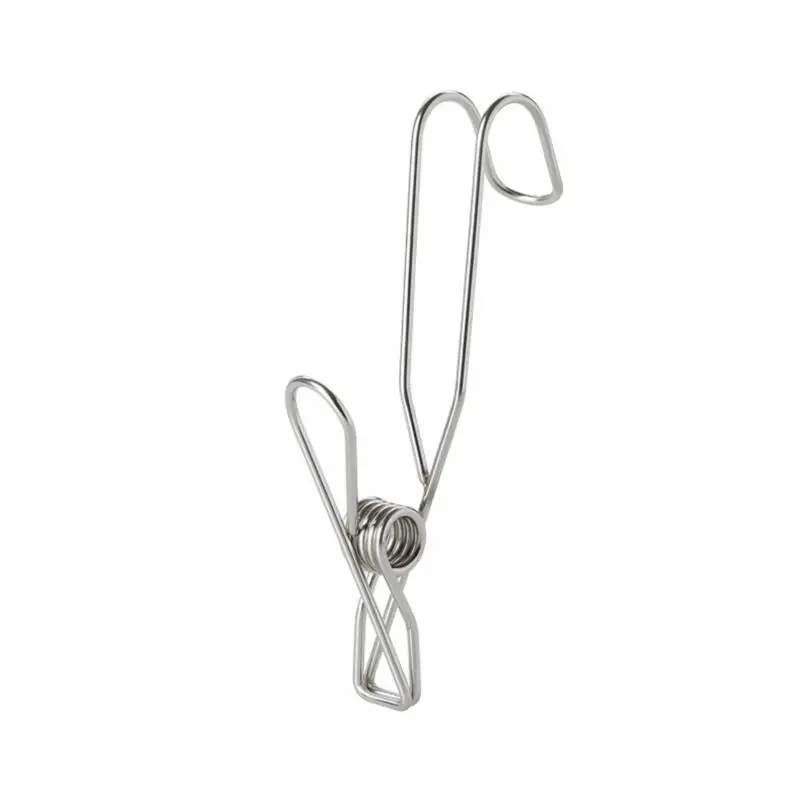 

4pcs Stainless Steel Hook Clip Kitchen Storage Fixed Clip Windproof Air Drying Clip Note Long Tail Clamp Bathroom Supplies Sets