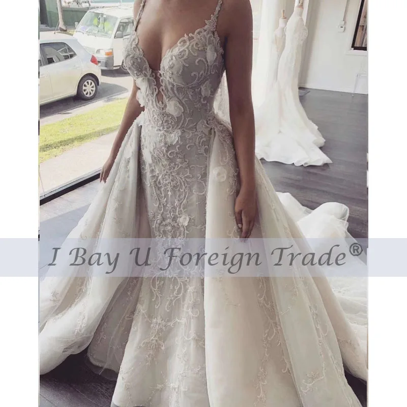 

Роскошное свадебное платье-Русалка с объемными цветами и жемчугом, украшенное бусинами, женское платье с аппликацией и бисером, 2021