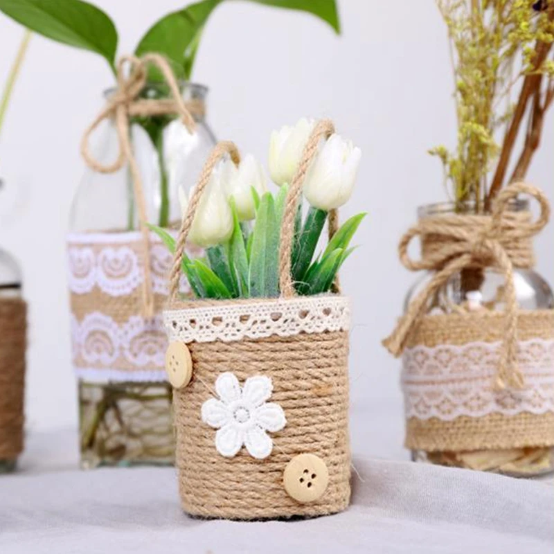 Шнурок из натуральной пеньковой джутовый шнур-шпагат 4-12 мм веревка Ткани в стиле