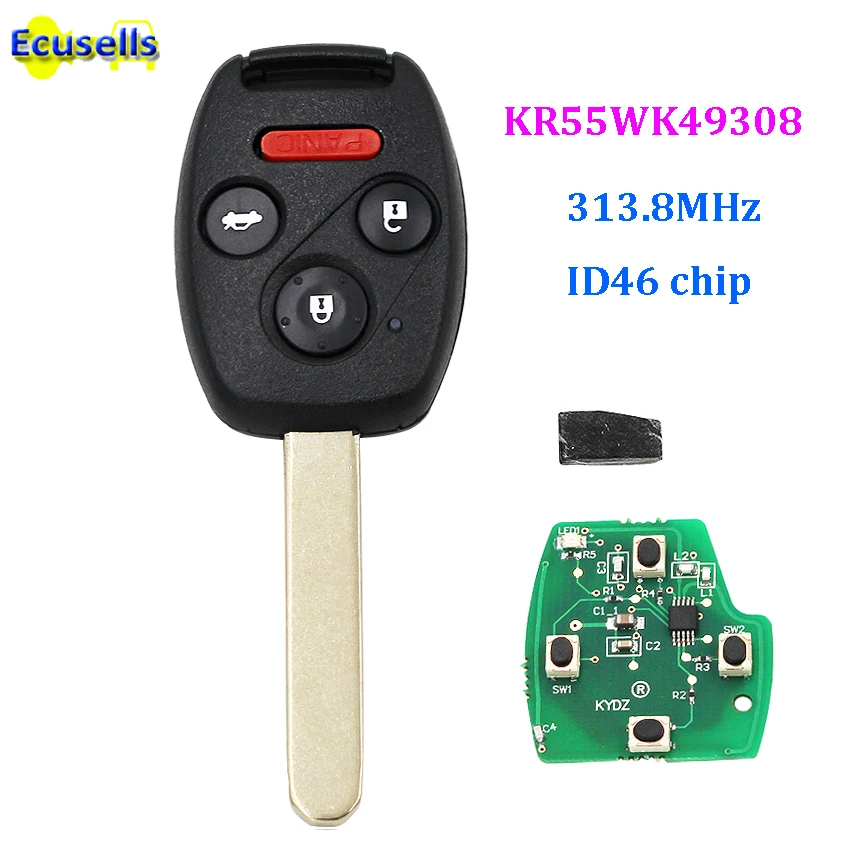 4 кнопки дистанционный смарт ключ-брелок 3 + 1 313 8 МГц для Honda Pilot Accord 2008 2009 2010 2011 2012 2013