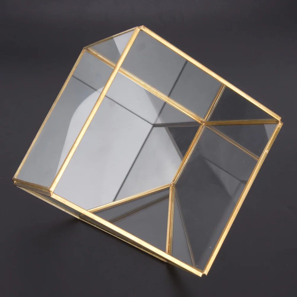 Gold Geometric Shape Succulents Plant Flowerpot Glass Planter Landscape Home Table Decoration Wall Hanging Flower Pots | Дом и сад