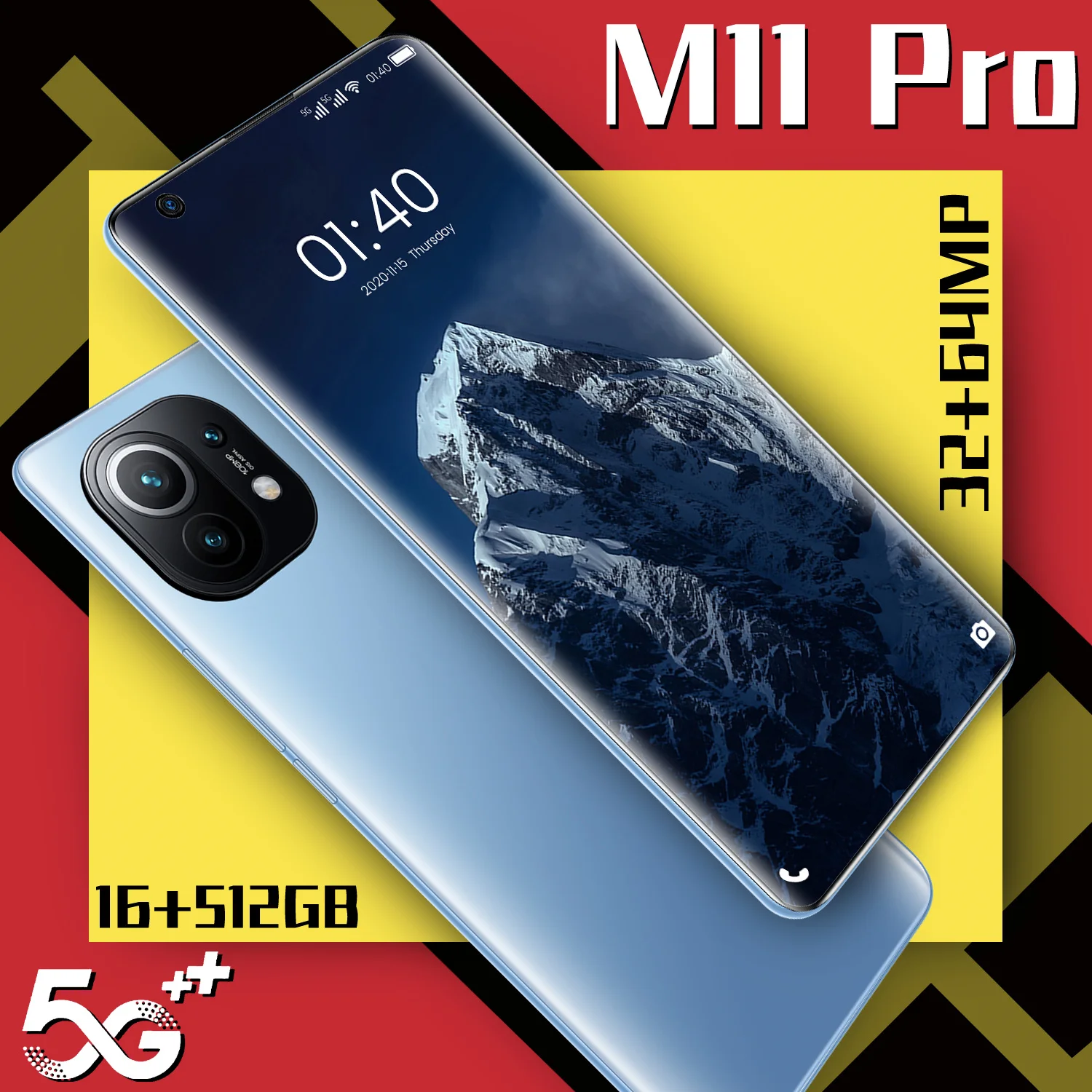 m11 pro 16512gb 32mp64mp 7 3 inch digging screen face fingerprint id cellphones 10 core 6800mah 14403220 4g 5g smart phone free global shipping