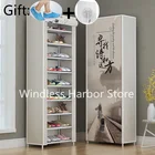 Простая многослойная стойка для обуви, домашнее экономичное общежитие, Пылезащитная компактная складная стойка для обуви