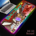 Коврик для мыши MRGBEST, с аниме Морти, большой, RGB, для игровой клавиатуры, светодиодный светильник кой, USB, проводная мышь, 7 ярких цветов, для игр