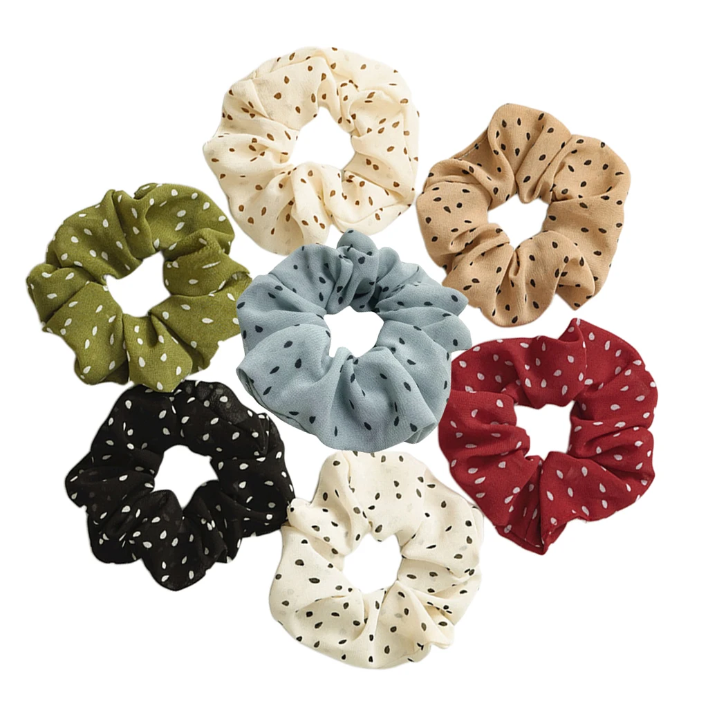 7 шт. элегантная резинка для волос в горошек| |