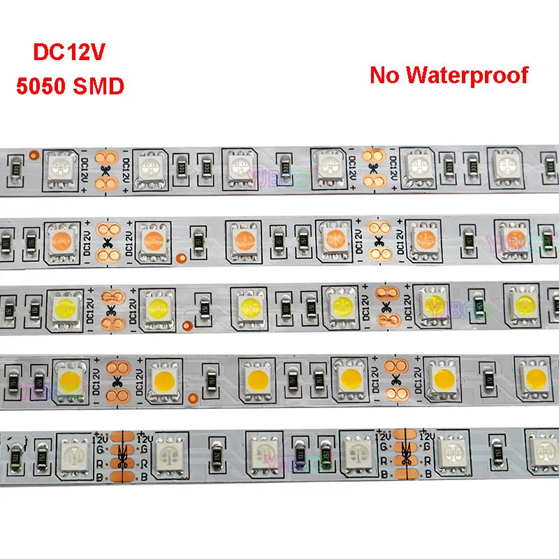DC12V 5050 SMD 60 Светодиодный s/m Светодиодный светильник 1 м 2 м 3 м 4 м 5 м Гибкий Светильник ing strip IP30/IP65 Рождественская настольная декоративная лента