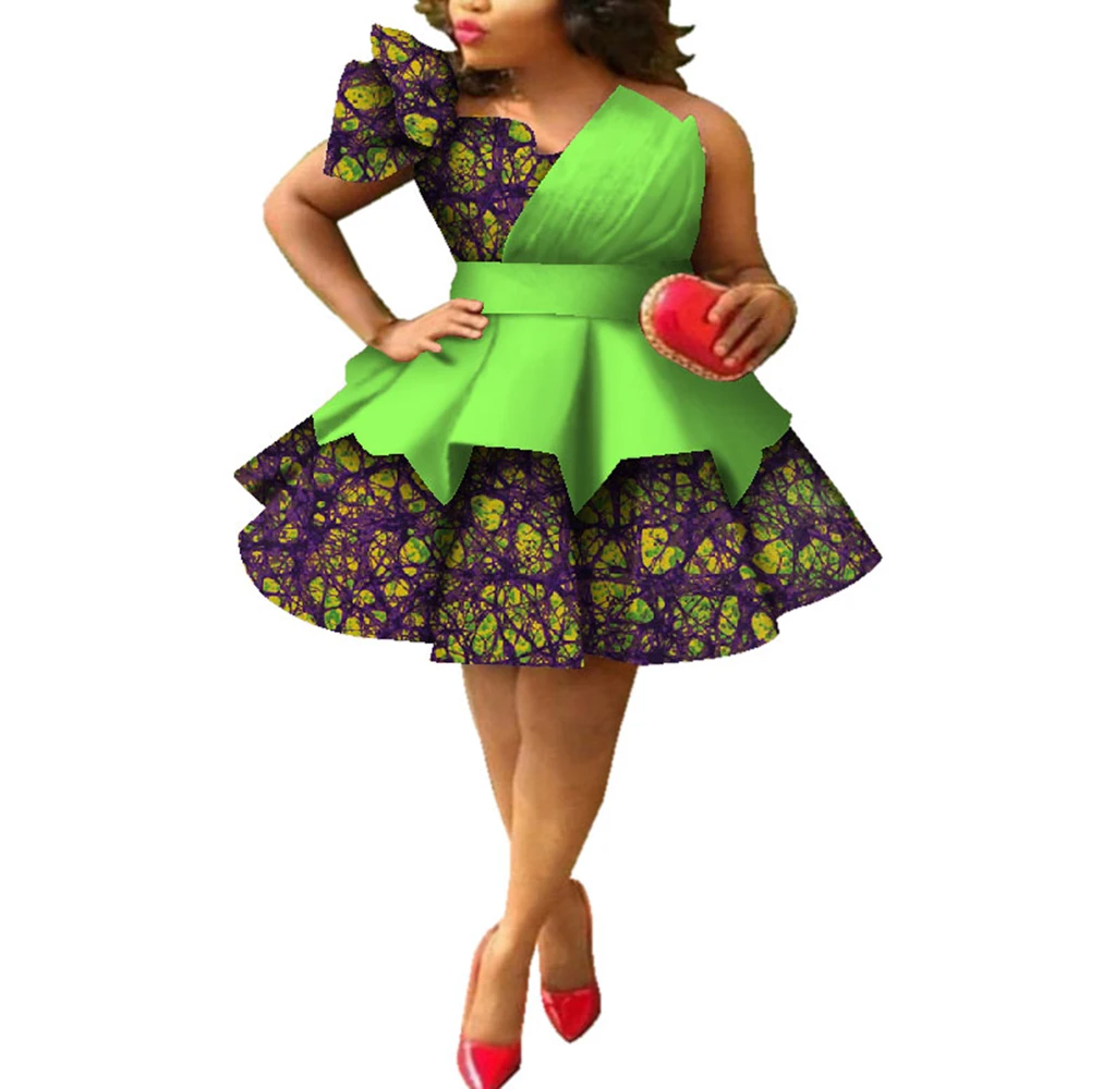 

Stock Size African Print Sexy Clothing Knee Dress Summer Women Party/wedding Dresses Plus Size African Clothing WY4213