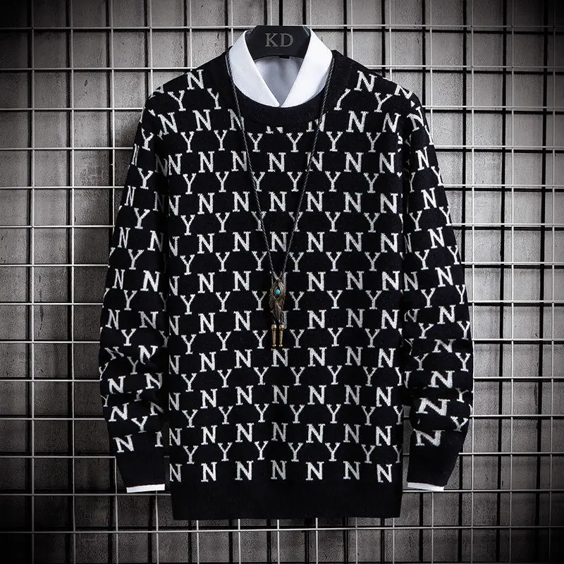 

Sweater men's spring autumn student's T-shirt Korean slim fit Plush round neck sweater youth Pullover Substantial benefits