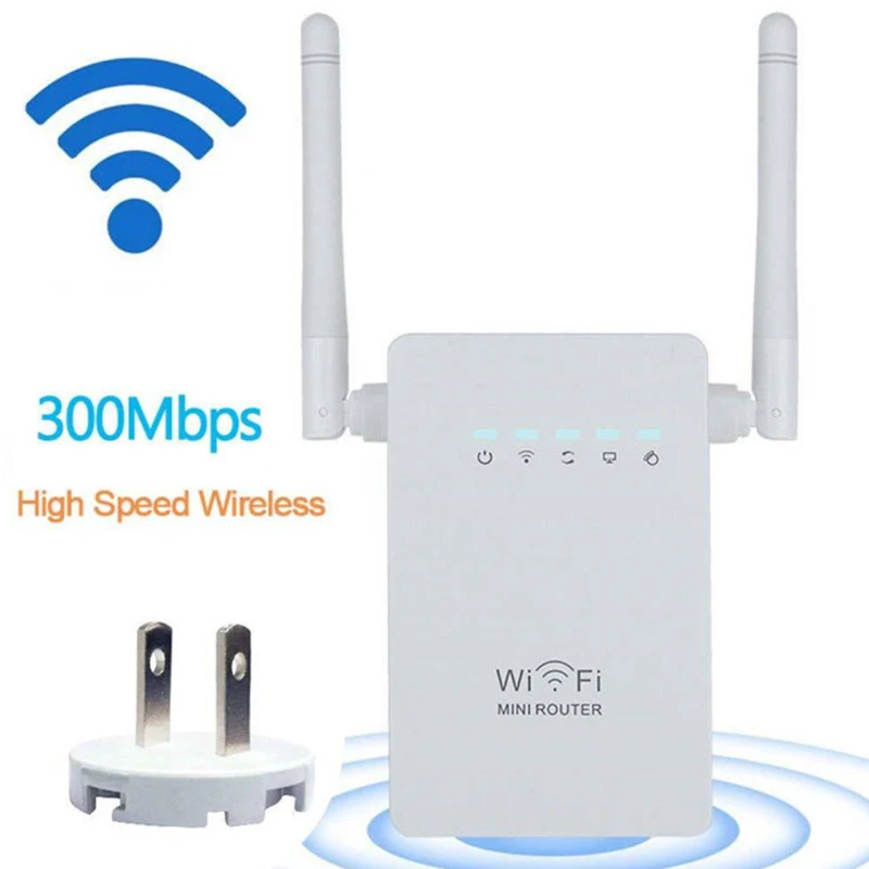 300Mbps Mini Router WiFi Repeater Network Range Extender Booster N300 Wi-Fi Single Increase Dual External Antennas EU Plug | Компьютеры и