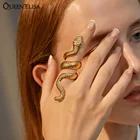 Кольцо QUEEN ELISA, регулируемое, из кольца в виде змейки циркония, в готическом стиле, золотое, металлическое, 2021 пробы