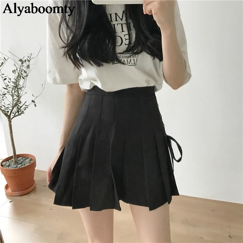 Женская мини юбка с высокой талией летняя плиссированная в японском стиле