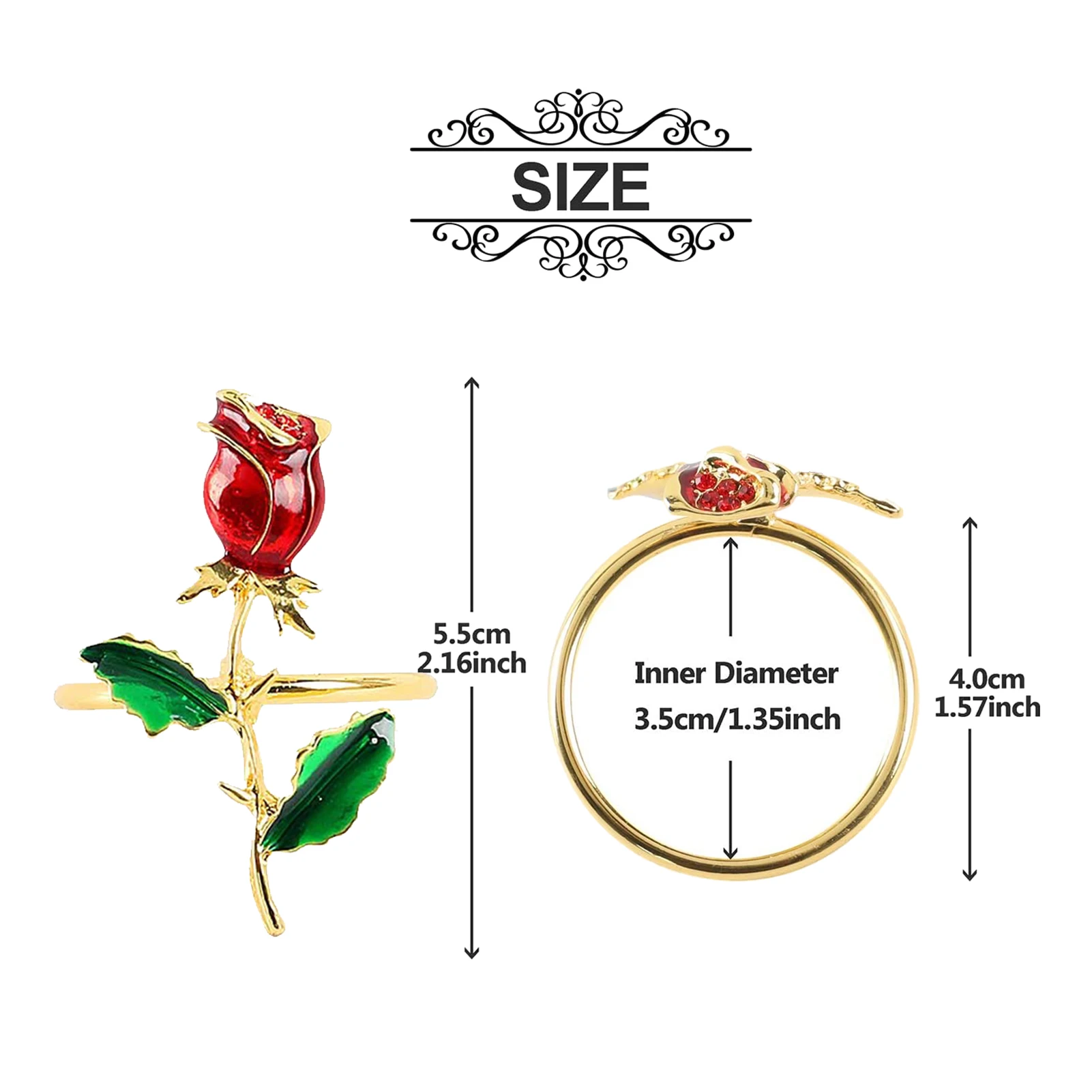 

Metal Napkin Ring, Rose Embellishment Decoration, 1/6Pcs, Suitable For Wedding Dinner, Table Party DIY Handmade
