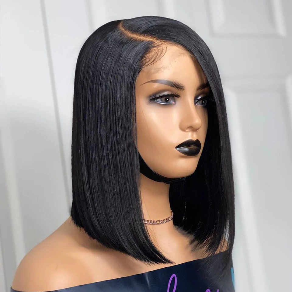 Короткий парик Боб 130% Remy 13x4 парики из человеческих волос на сетке спереди для