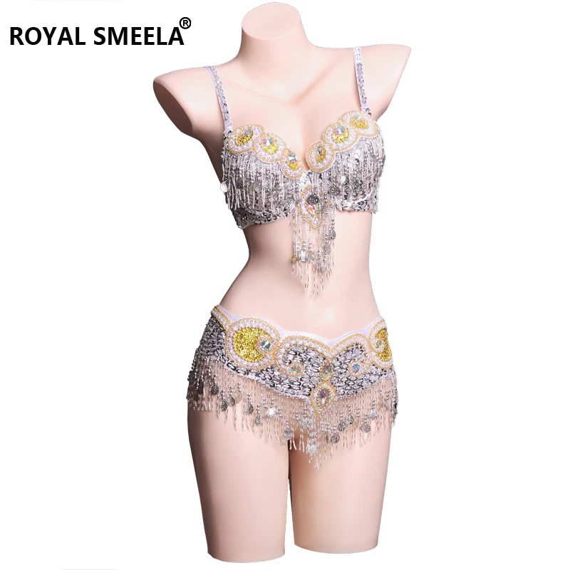 Живота Танцевальный костюм для женщин бисером бюстгальтер комплект ремней танцы