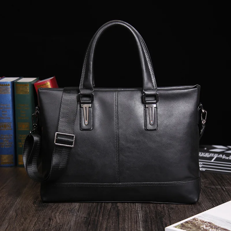 Модный мужской кожаный портфель 15 дюймов деловая сумка через плечо толстая