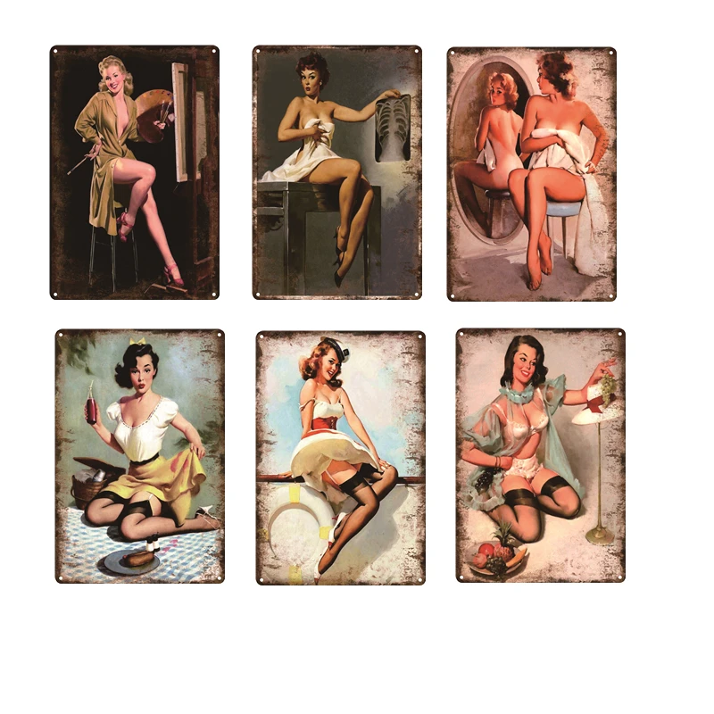 Женская винтажная металлическая жестяная вывеска В Стиле Ретро Pinup для девушек