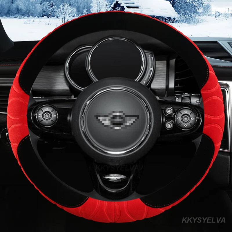 

Зимний плюшевый чехол на руль автомобиля для MINI Cooper R50 R55 R56 Clubman Countryman Clubvan Coupe Автомобильные аксессуары