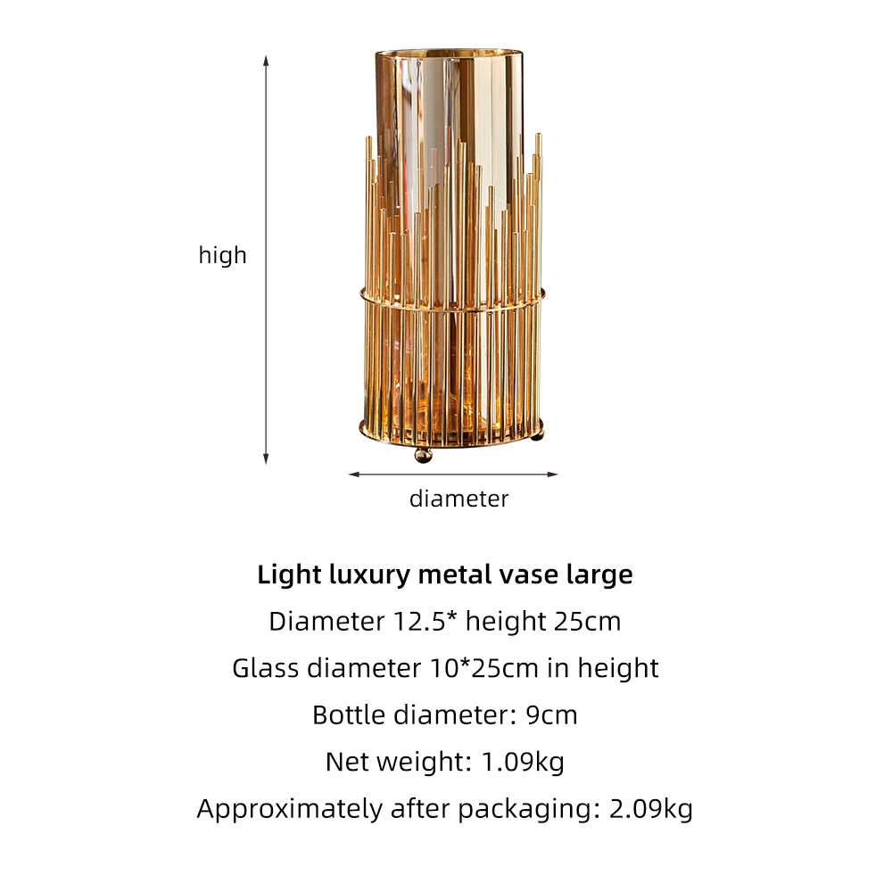 

Modern Home Decor Glass Vase Metal Vase Decoration Household Table Decoration Living Room Office Decortion Terrarium Decor Gifts