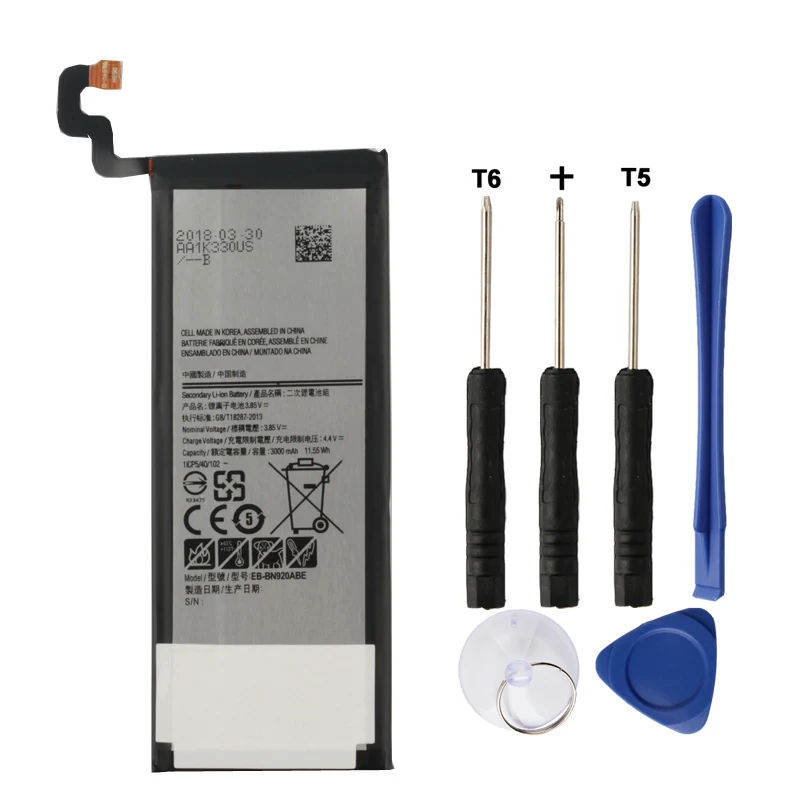 

Original High Quality Battery For Samsung GALAXY Note 5 SM-N9208 N920P N9200 N920t N920c Note5 3000mAh