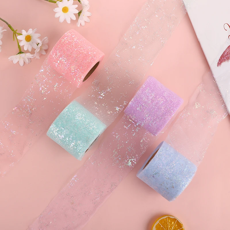 Блестящая Тюль в рулоне 6 см * 25 ярдов лента для самостоятельного изготовления