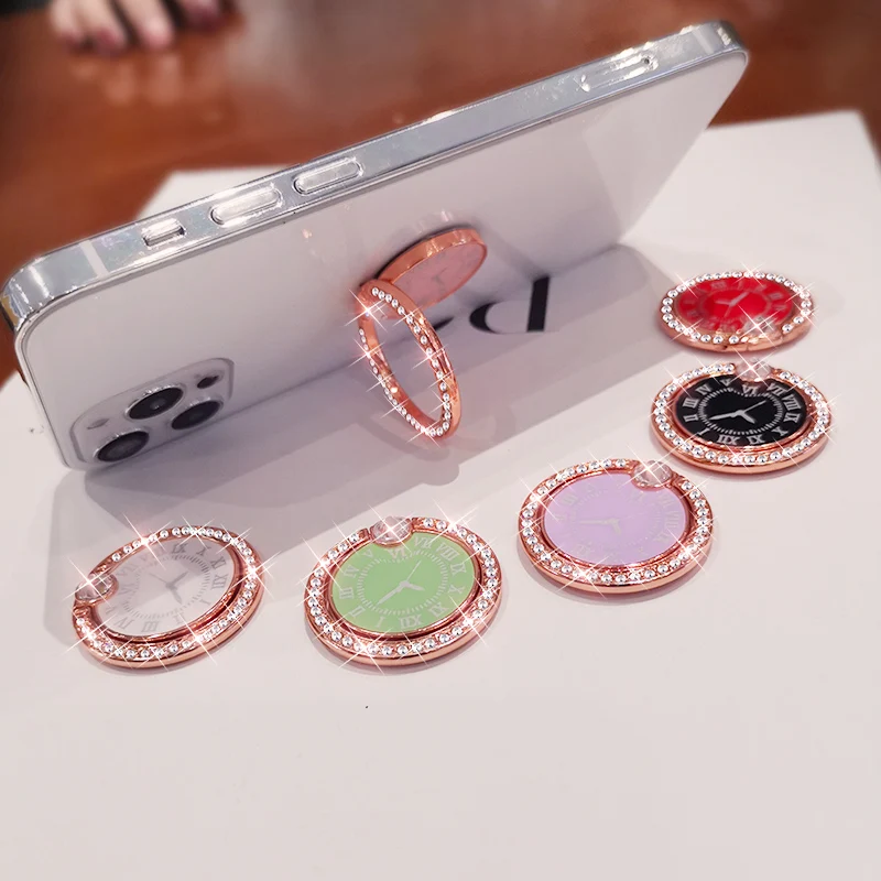 Mobile phone ring holder is suitable for iPhone X 8 7 11 12 Pro Redmi Samsung grip rotating crystal dial panel phone holder