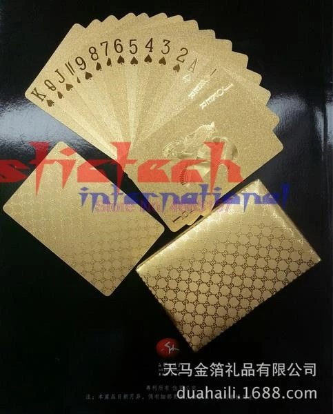 by dhl or ems 50set Durable Waterproof Plastic PlayingCards GoldFoil Poker Golden Cards 24K Gold-Foil Plated | Спорт и развлечения