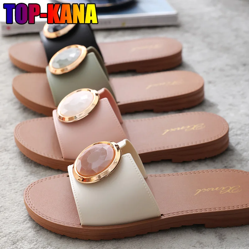 

Fashion Women's Sandals 2021 Summer Slippers Polka Dot Prints Shoes Comfortable Non-slip Indoor Outdoor Flat slippers For Women