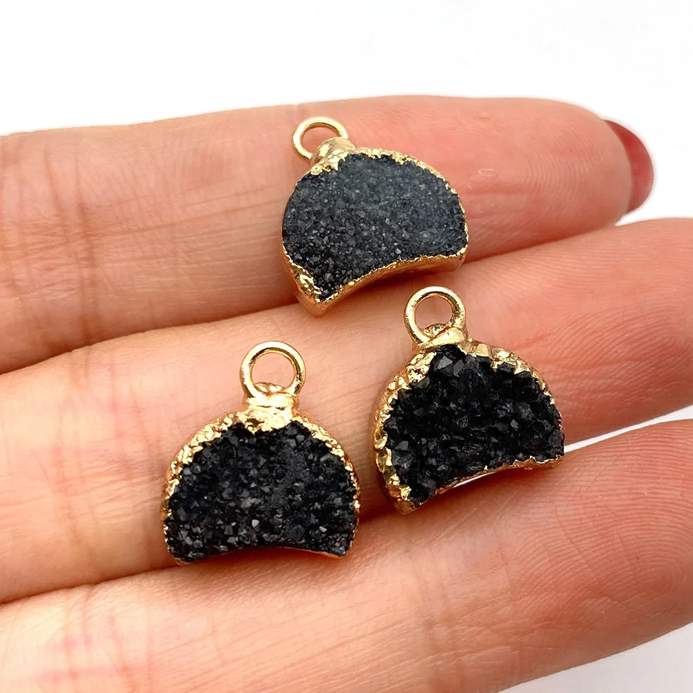 Оптовая продажа многокрасочный кулон в форме луны из натурального камня для изготовления ювелирных изделий, ручных аксессуаров, бисерных украшений, модных нарядов.