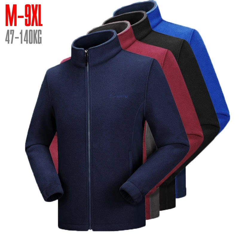 

10xl 8xl 9xl 7xl 6xl Men's Fleece Jacket Large Size Big and Tall Men Clothing Jacket Liner Autumn Spring Cardigan Plus Coat Male