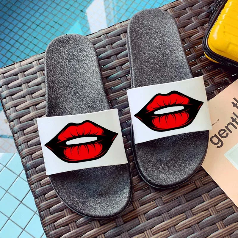 

2020 fashion summer women Slippers cute lips beach Slippers Indoor Home Slippers women Flip Flops Flat Slides Zapatillas Mujer