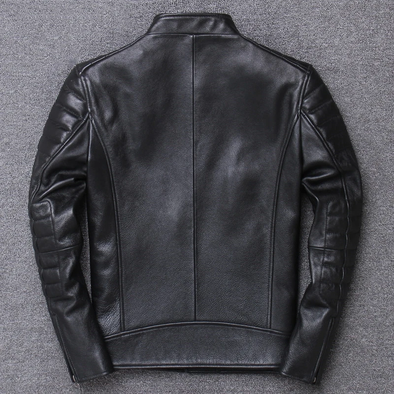 

Black Men 2020 Diagonal Zipper Motorcycle Leather Jacket Plus Size XXXXL Genuine Cowhide Spring Short Biker's Coat FREE SHIPPING