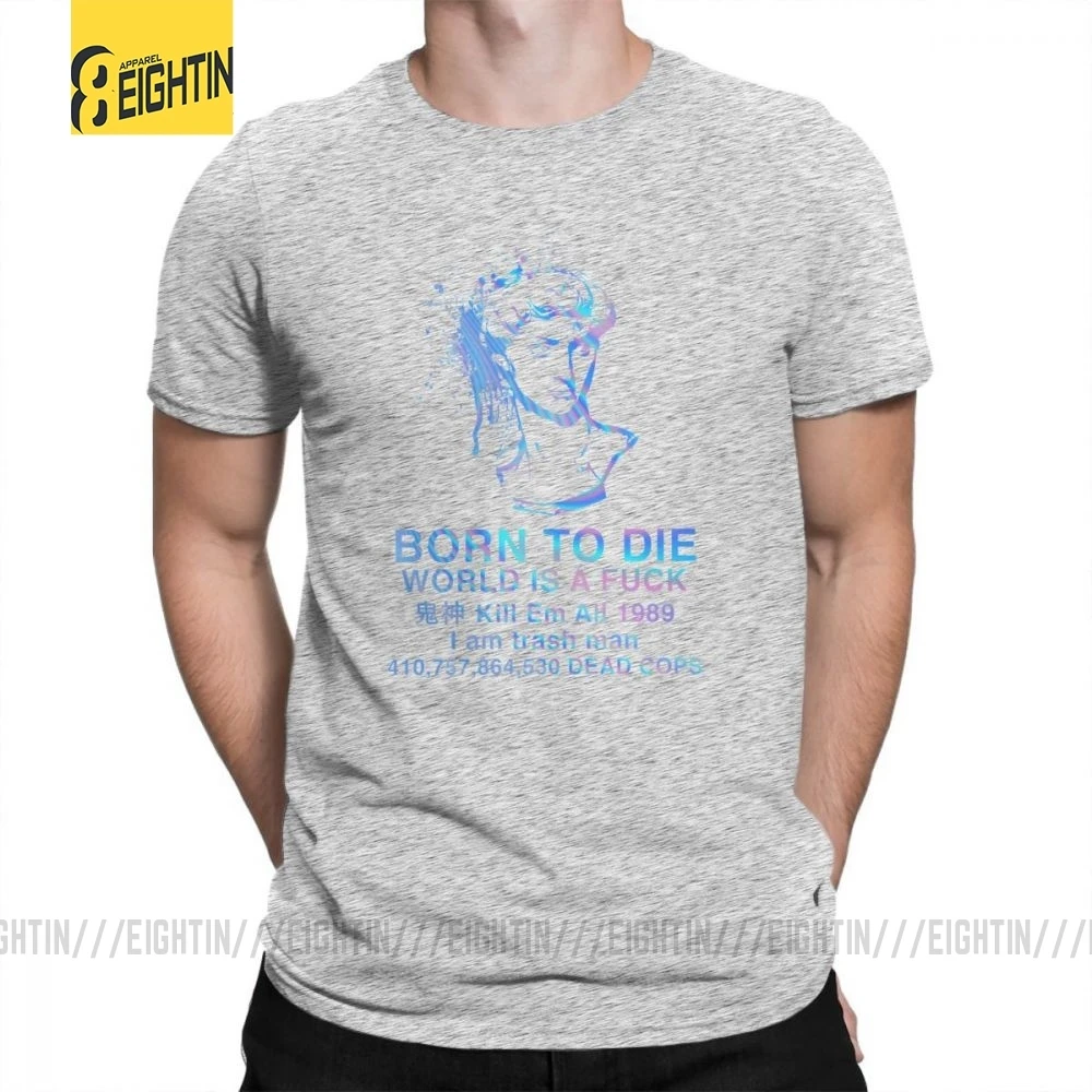 Vaporwave, футболки, Born to Die, футболки, большой размер, хлопок, мужские футболки с круглым воротником, графические, короткий рукав, стильные, уникальные - Цвет: Серый