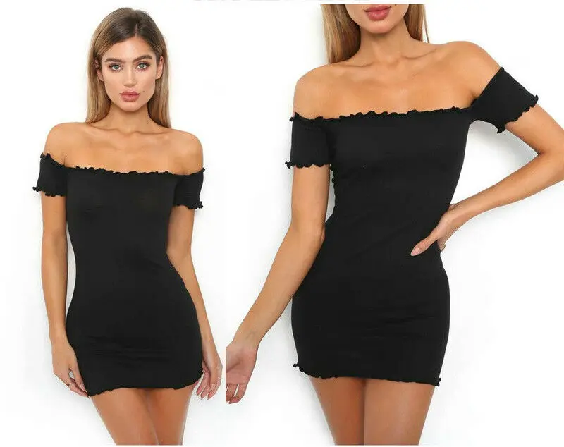 Летнее облегающее мини-платье для женщин сексуальное с открытыми плечами