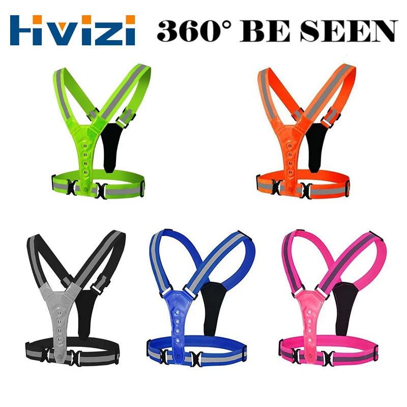 

LED Cycling Vest High Visibility Outdoor Running Cycling Reflective Safety Vest Adjustable Elastic Strap Riding Reflective Belt