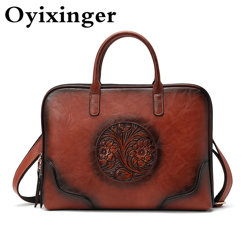 

2022 New Women Laptop Briefcase High Quality Leather Top-handle Bag Ladies 14 inch Laptop Bags For Macbook Xiaomi Acer Huawei