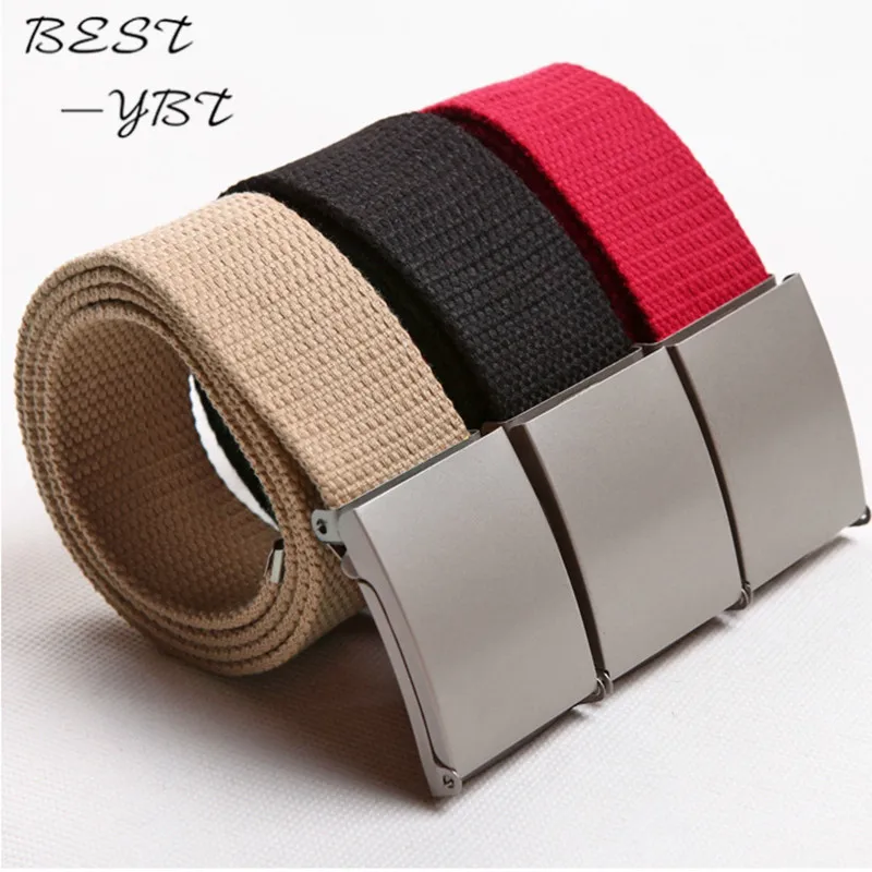 20 Colors New Candy Men Women Unisex Boys Plain Webbing Cotton Canvas Metal Buckle Belt Accessories free shipping | Аксессуары для