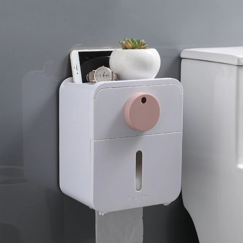 

Double-layer Toilet Paper Holder Roll Paper Tube Storage Box Waterproof Wall-mounted Toilet Paper Holder Y6Y085C2