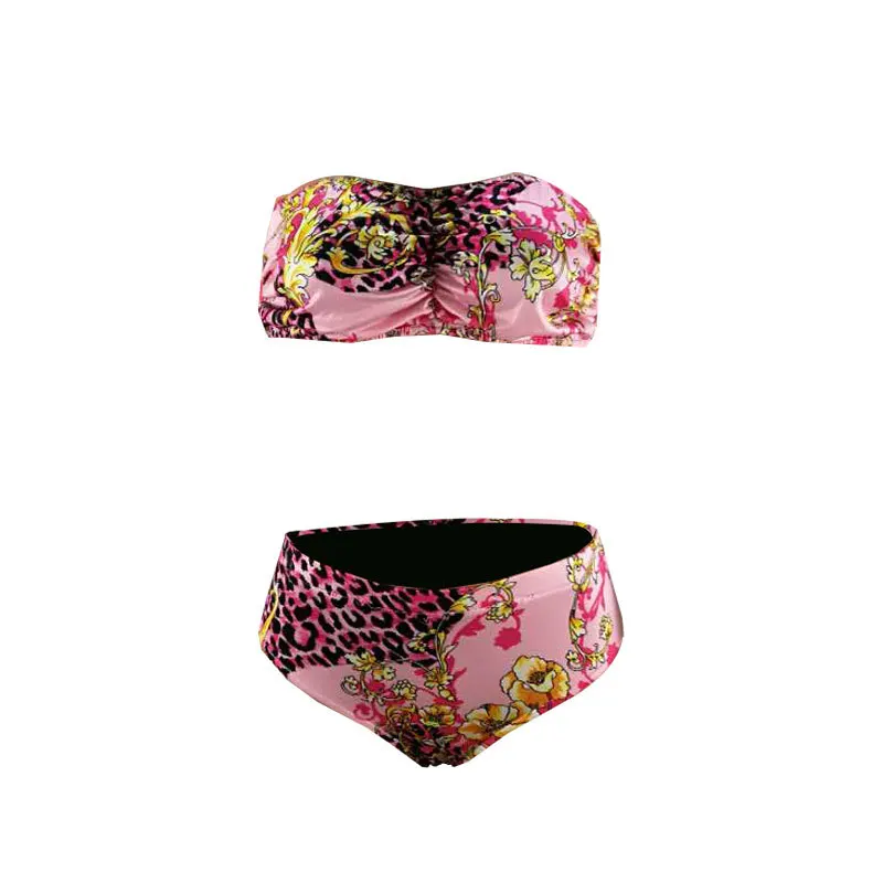 

3 Pieces Plue Size Women Swimsuit Printed Bandage Bikini Set Sexy Backless Beach Wear Female Swim Bathing Suit Swimwear Cover Up