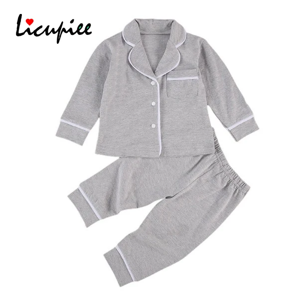 Зимние пижамные комплекты для девочек и мальчиков повседневные однотонные