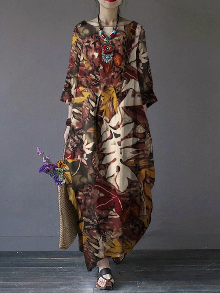 

Spring French Women Casual Dress Moroccan Kaftan Long Sleeve Floral Print Maxi Vestido Eid muslim Abaya Sundress Robe Plus Size