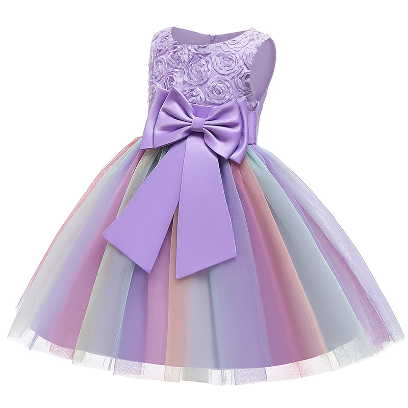 2020 Summer Kids Dresses For Girls Wedding Birthday Party Dress Bowknot Princess Children Clothing 2 3 4 5 6 10 Year | Детская одежда и