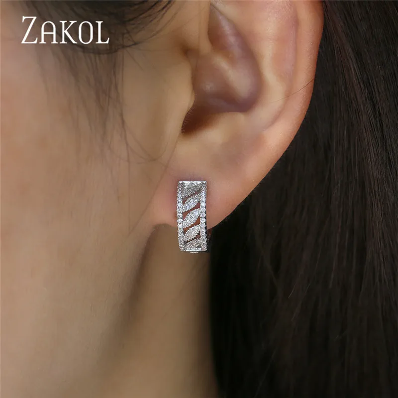 

ZAKOL Luxury Round AAA Cubic Zirconia Micro Inlay Big Circle Hoop Earrings For Fashion Women Wedding Party Jewelry