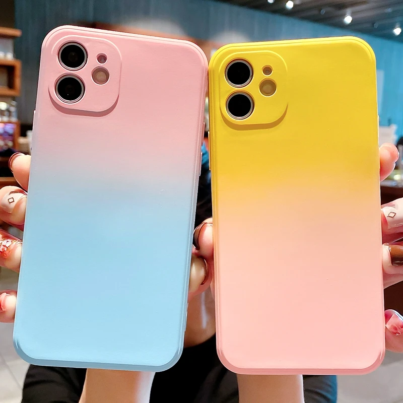 

Luxury Soft Liquid Silicone Phone Case For iphone 11 12 Pro Max XS X XR Max 7 8 Plus Shockproof Bumper Back Cover