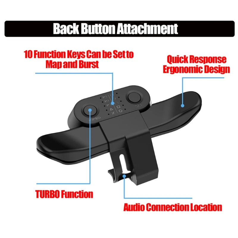 

Extended Gamepad Back Button Attachment Joystick Rear Button With Turbo Key Adapter For PS4 Controller Game Accessories