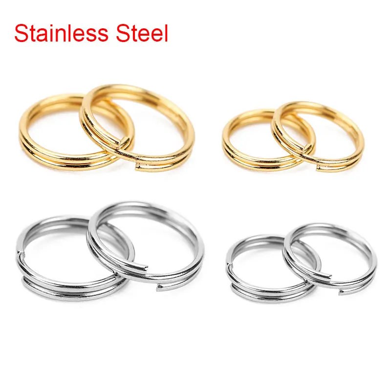 Незамкнутые соединительные кольца из нержавеющей стали золотистые разрезные