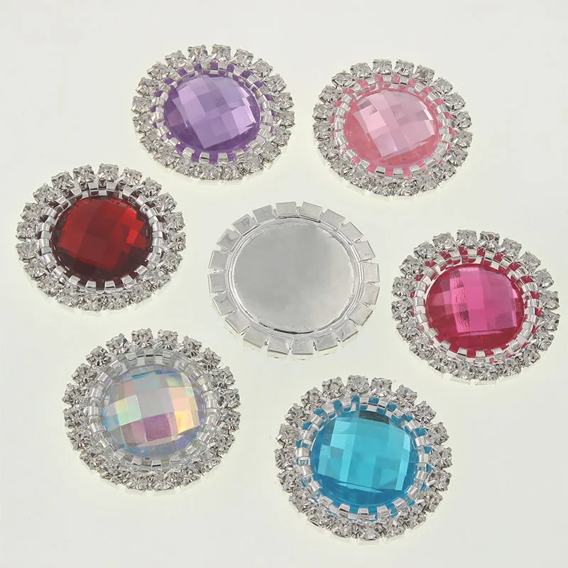 24 мм 10 шт./лот декоративные пуговицы из горного хрусталя для рукоделия и с плоской