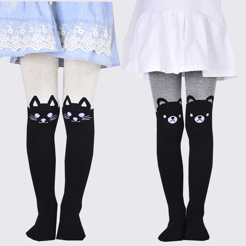 Весна Осень 2020 трикотажные хлопковые милые детские колготки с мультяшным котом в