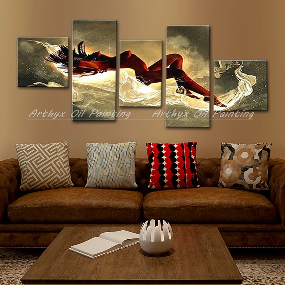 

Arthyx Sleeping Beauty 5 Multicolored Hand Painted Canvas Modern Decorative Portfolio Abstract Art Dance Beautiful Oil Paintings