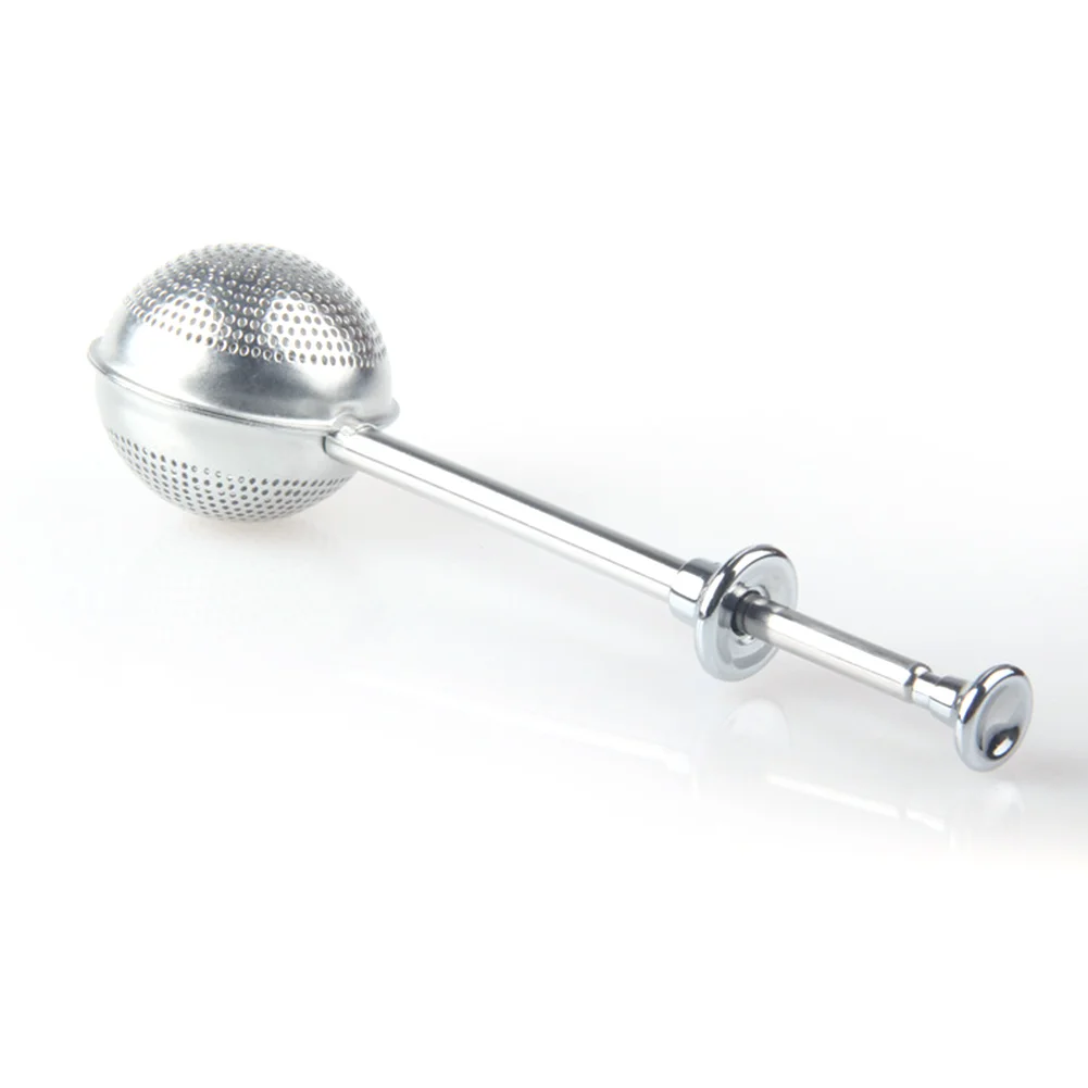 

Telescopic Practical Push Style Accessories Corrosion Resistant Stainless Steel Convenient Ball Shaped Tea Filter Home Kitchen