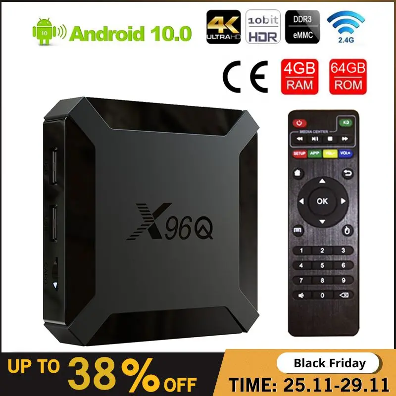 

ТВ-приставка Allwinner H313, Android 10, 2,4G, Wi-Fi, 4 ядра, 4 + 64 ГБ, 1080P